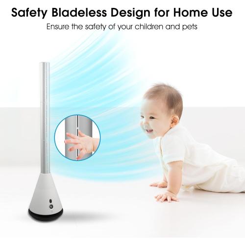 Bladeless Tower Fan with 9 Speeds, 80° Wide Oscillating Cooling Fan, Electric Standing Floor Fan with 8H Timer, Space-Saving Design for Bedroom Office