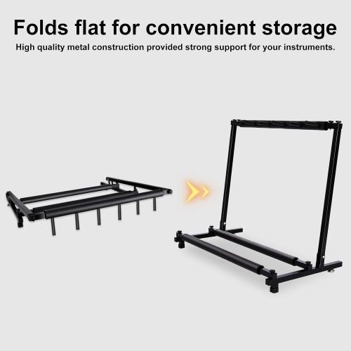 AODSK Multi Guitar Stand Rack with Folding Design,Multiple Guitars Stand,Portable Black Guitar Holder,Black Guitar Display Holder for Guitar & Bass,Studio & Home