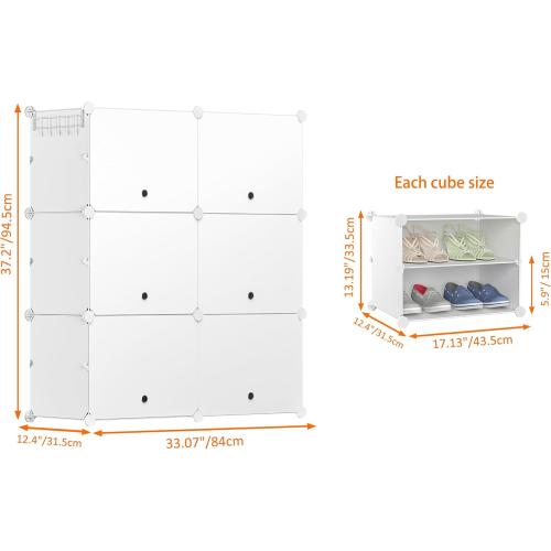 HOMIDEC Shoe Rack, 6 Tier Shoe Storage Cabinet 24 Pair Plastic Shoe Shelves Organizer for Closet Hallway Bedroom Entryway