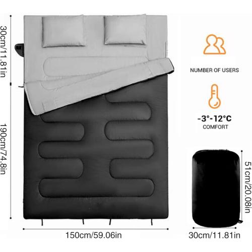 Double Sleeping Bags for Adults - Cold Weather Sleeping Bags for Adults,Backpacking Gear Must Haves for Youths Teens Boys Girls Mountaineering Outdoor Hiking