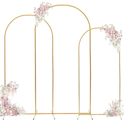 Arch Backdrop Stand - 3PCS (7.2ft, 6.6ft, 6ft) Upgraded Metal Arch Backdrop Stand - Easy to Set up Gold Wedding Arch Frames- for Weddings, Birthday Parties, Baby Showers, Family Gatherings
