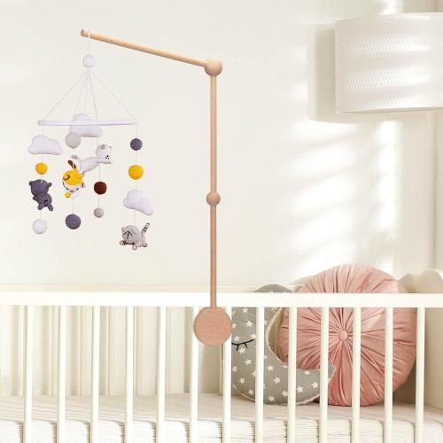 Wooden Baby Crib Mobile Arm - Baby Mobile Hanger Arm (33 inch, Natural Beech Wood) -Mobile Arm for Crib, Mobile Holder for Crib, Baby Girl Nursery Decor(Wooden Color)