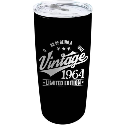 Vintage 60 Year Of Being Awesome Tumbler Coffee Tumbler 20 oz Tumbler with Lid and Straw Insulated Tumblers Stainless Steel Tumblers Funny Gifts for Women