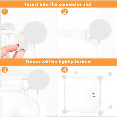 C&AHOME Cube Storage Organizer with Doors, 8-Cube Shelf, Closet Cabinet, DIY Plastic Modular Bookshelf, Storage Shelves Ideal for Bedroom,Living Room,24.8 L × 12.4 W × 48.4 H Milky UGSHS3008M