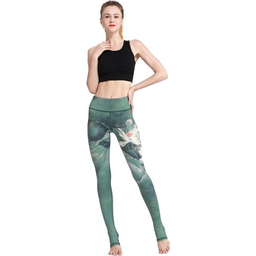 Size M....Women Yoga Pants Printed Over The Heel Stirrup Yoga Leggings High Waist Power Flex Capris Leggings for Fitness Running
