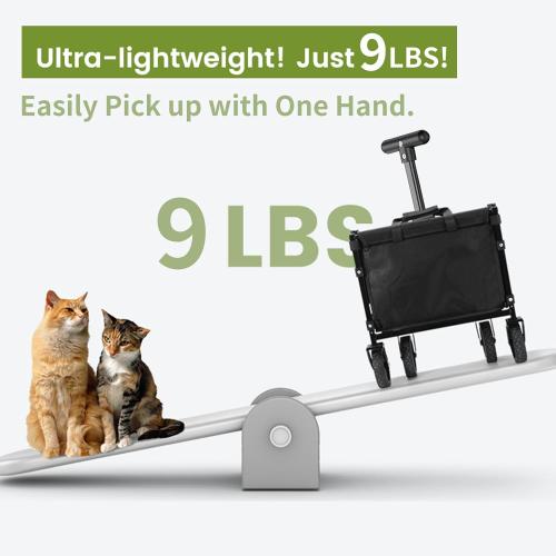 Color Black Collapsible Wagon Cart 220lbs Capacity, 4 Removable 360  Swivel Wheels & Adjustable, Waterproof 600D Oxford Fabric & MDF Base, All-Terrain Portable Utility Cart for Shopping, Garden