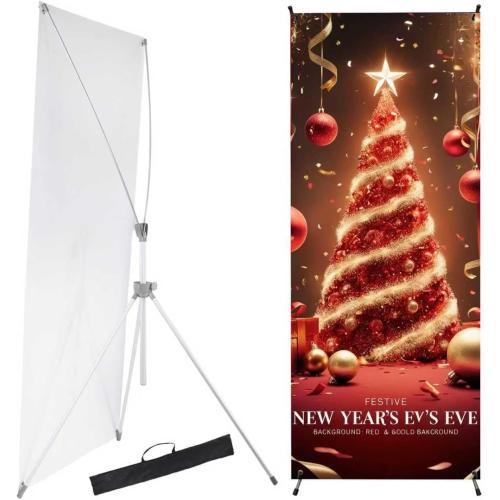 Yose X Banner Stand, Fits Posters 23–32 Wide & 63–78 Tall, Adjustable Retractable Banner Stand with Sturdy Aluminum Tripod, Carbon Fiber Arms & ABS Parts, Banner Holder for Business Events & Outdoor Marketing (1 Pack )