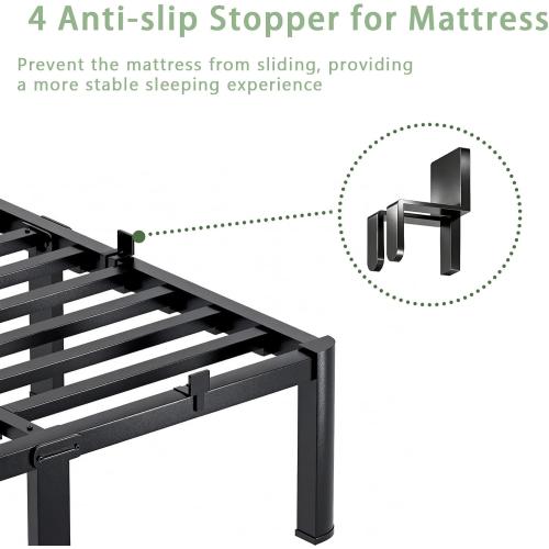 Queen Size Bed Frame, 14 Inch Heavy Duty Metal Platform Bed Frame, Noise Free Steel Mattress Foundation, No Box Spring Needed, Spacious Under Bed Space
