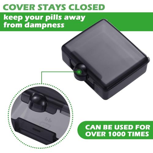 6 Packs Pocket Tiny Pill Case Single Daily Small Pill Container Travel Medicine Holder Cute Portable Personal Medicine Dispensers Organizers for Purse Pills Vitamin Supplements(Black)