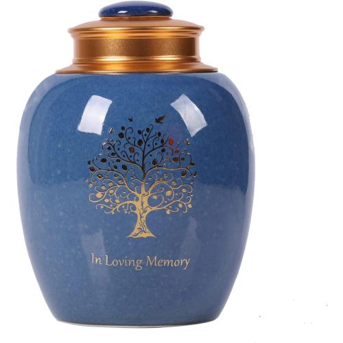 Medium Urn for Human Ashes - Tree o Life Handicrafted Cremation Urn - Beautiful Keepsake Urns - Small Urn for Human Ashes Made of Ceramic - Hold 65 Cubic inches Human or Pet Ashes