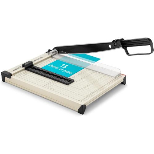 Ecraft 12 Guillotine Paper Cutter：Paper Trimmer Accurate Cutting with Safety Guard,15 Sheets Capacity,Magnetic Guide,Heavy Duty Metal Base, Perfect for Cardstock,Cardboard,Vinyl,Crafts & Photos
