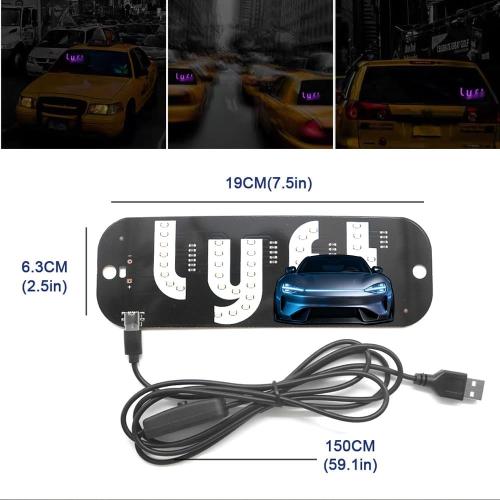 (Pink) LED Light Sign for Car, Taxi Sign Light Windshield Led Sign Car LED Decal with Suction Cups USB Plug for Cars, Trucks, SUVs，Driver Accessories for car，Bumper Stickers