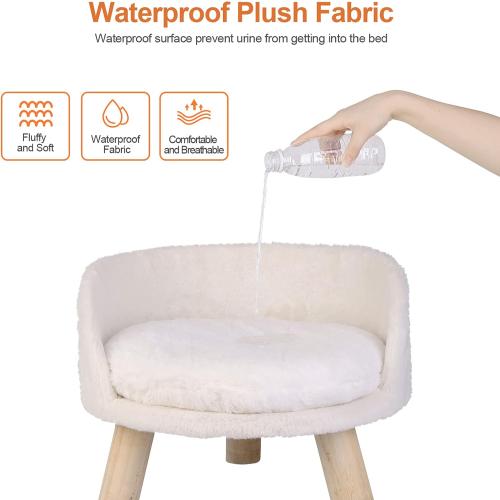 BingoPaw Elevated Pet Bed,Nordic Cat Stool with Cozy Pad Waterproof,Doggie Chair with Sturdy Wood Legs for Small Dog Kitten