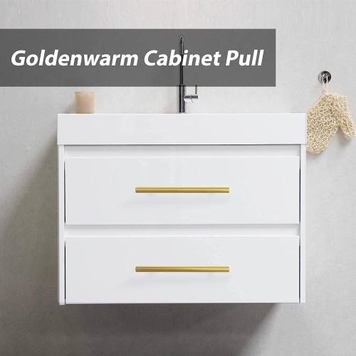 goldenwarm 10 Pack Gold Cabinet Handles Brushed Brass Drawer Pulls Gold Cabinet Pulls 3 inch - Kitchen Door Handles and Knobs Bathroom Bedroom Furniture Knobs Stainless Steel