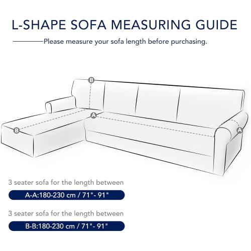 PureFit Super Stretch Sectional Couch Covers, Spandex, Non Slip - 2 pcs Covers with Elastic Bottom for L Shape Sofa, Great for Kids & Pets (3 Seat Sofa   3 Seat Chaise, Ivory)