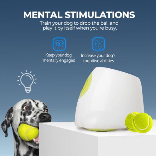 ALL FOR PAWS Automatic Dog Ball Launcher for Medium to Large Dogs, Interactive Dog Ball Thrower Mental Stimulation Dog Toys, Dog Tennis Ball Machine with Standard Tennis Balls, Rechargable & Reliable