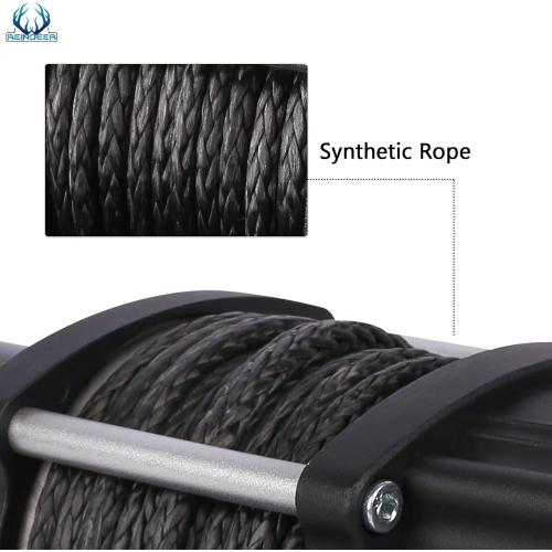REINDEER New 12V Winch 4500 lb Load Capacity Electric Winch Kit Synthetic Rope with Hawse Fairlead Waterproof IP67 with Wireless Remotes for 4X4 Side by Side 4 Wheeler ATV UTV Rescue Recovery