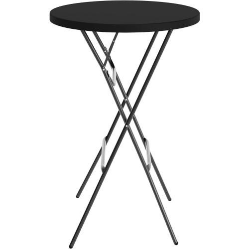 Flash Furniture Elon Round Folding Bar Height Table for Parties and Commercial Events, Indoor/Outdoor Plastic Bar Height Folding Table, 32, Black