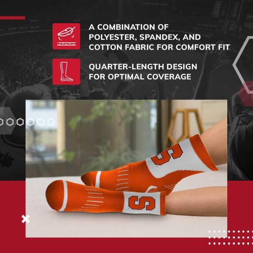For Bare Feet Adult NCAA Surge Quarter Length Crew Socks - All Weather Performance - Men & Women - Enhance Your Team Footwear