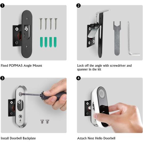 POPMAS Horizontal Adjustable Mount for Google Nest Doorbell (Wired) Left 60 to Right 60 Degree Angle Adapter Bracket