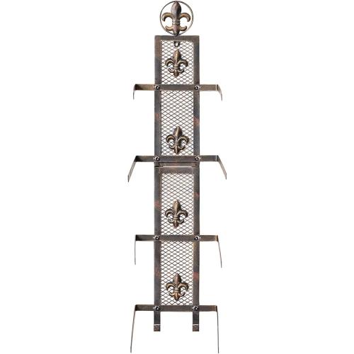 Size 13.8x32.6 Color brown Cowboy Hat Rack for Wall, Metal Fleur-De-Lis Cowboy Hat Holder for 4 Hats, Vertical Western Hat Rack Wall Mount, Rustic Fold-Up Wall Hanging Decorative Hat Racks, 13.8”W x 32.6”H