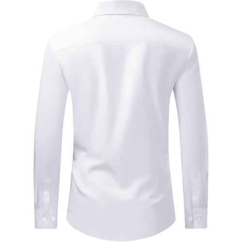 Size medium Color White J.VER Men's Dress Shirts Stretch Long Sleeve Formal Shirt Solid Business Casual Button Down Shirts for Wedding Prom
