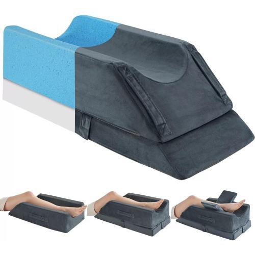 Memory Foam Leg Elevation Pillow - Post-Surgery, Knee and Ankle Injuries, Swelling - 3 Height Adjustments - Removable/Washable