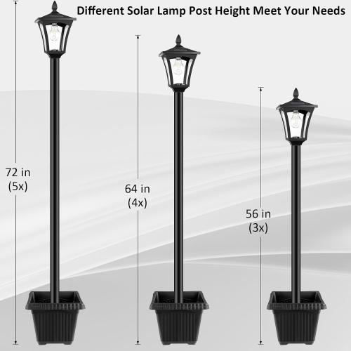 72 Solar Outdoor Light with Planter,Waterproof Solar Post Lamp Ligts, Garden Lights for Backyard, Pathway, Patio,Lawn, Driveway Decor