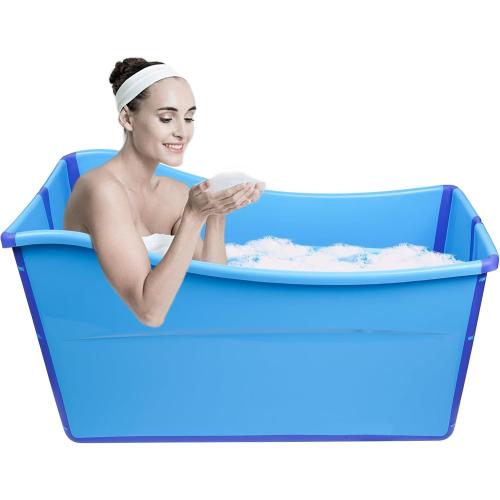 BLUE Large Size Portable Ice Bath Tub for Toddler Teenager Twins Pets and Small Adults, Foldable Ice Bath Tub for Both at Home and On The Go (Blue)