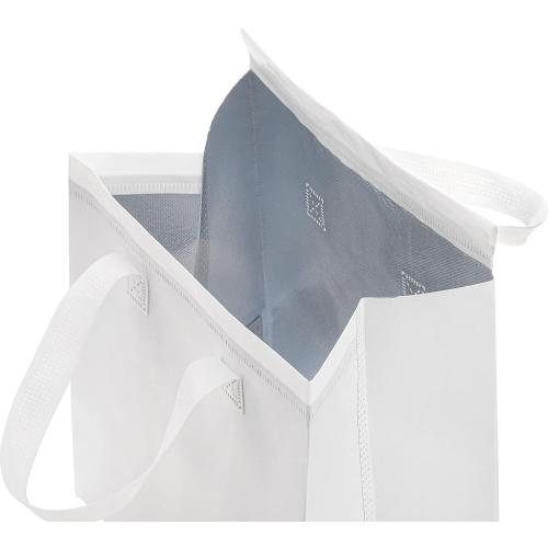 ZENFUN Set of 25 Insulated Take Away Bags, Small Insulated Cooler Bag Grocery Bags, White Thermal Bags for Hot&cold Frozen Food, Food Delivery, 9.5 x 6 x 10 Inches