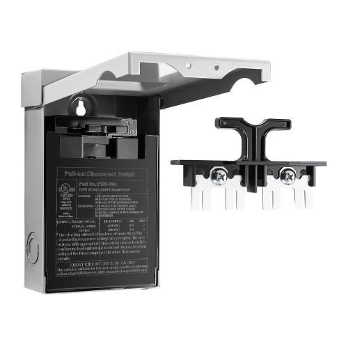30 Amp AC Disconnect Switch Outdoor 120/240VAC Pull Out Switch Waterproof Metal Box for Air Conditioning Fused (Fuse not Included)
