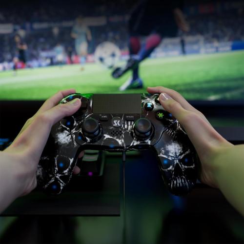 Controller for PS4, Wireless Controller Black for Sony PlayStation 4/Slim/Pro, Remote Control with Double Vibration/6-Axis Motion Sensor/Sensitive Touch Pad/Speaker & 3.5mm Audio Jack/800mAh Battery