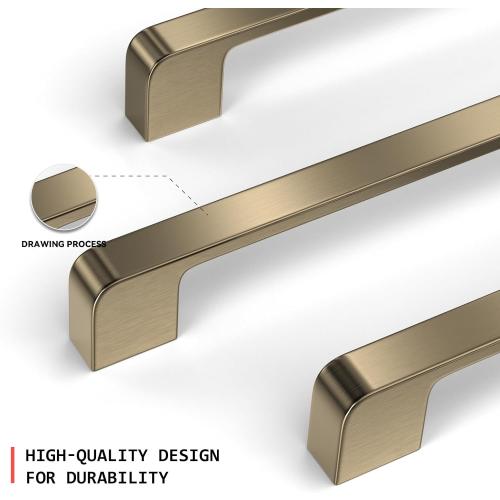 5 Pack Champagne Bronze Cabinet Pulls - 5 inch Brushed Bronze Handles for Kitchen & Dresser Drawers