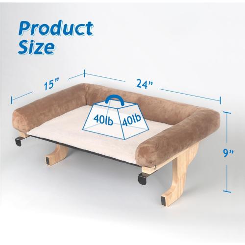 Zakkart Cat Perch for Window Sill with Bolster - Orthopedic Hammock Design with Premium Hardwood & Robust Metal Frame - Cat Window Seat for Large Cats and Kittens -Gray