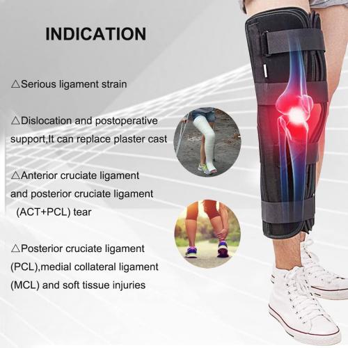 3-Panel Knee Immobilizer Full Leg Support Brace, Aluminum alloy Straight Knee Splint - for Knee Pre-and Postoperative & Injury or Surgery Recovery (Update Size M)