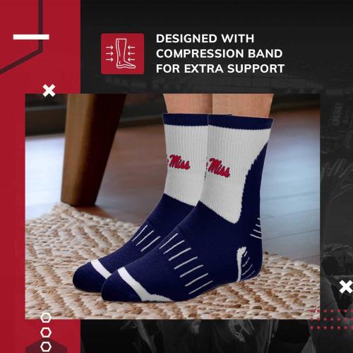 For Bare Feet Adult NCAA Surge Quarter Length Crew Socks - All Weather Performance - Men & Women - Enhance Your Team Footwear