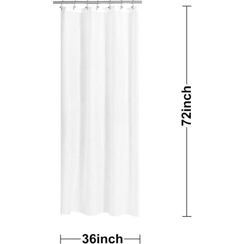 N&Y HOME Fabric Shower Curtain or Liner 36 x 72 Inches Bath Stall Size with 2 Bottom Magnets, Hotel Quality, Washable, Water Repellent, White Spa Bathroom Curtains with Grommets, 36x72