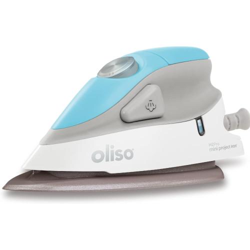 Oliso M2 Mini Project Steam Iron with Solemate - for Sewing, Quilting, Crafting, and Travel | 1000 Watt Dual Voltage Ceramic Soleplate Steam Iron, Turquoise