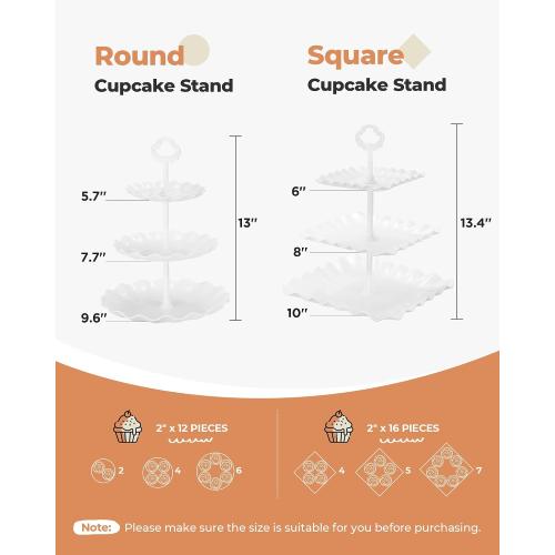 Kootek Dessert Cupcake Stand, 5pcs Dessert Table Display Set, 3 Tiered Cup Cake Holder Tower Stand Riser& Cookie Serving Trays for Wedding, Tea Party, Birthday, Baby Shower