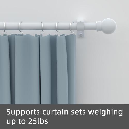 2 Pack White Curtain Rods for windows 32 to 48 inch, 5/8 inch Splicing Heavy Duty Metal Curtain Rod Set with Brackets