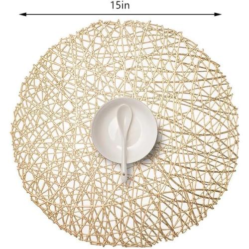 Round Placemat Hollow Anti-Slip Mat Table Coaster Insulation Decorative Western(Gray)