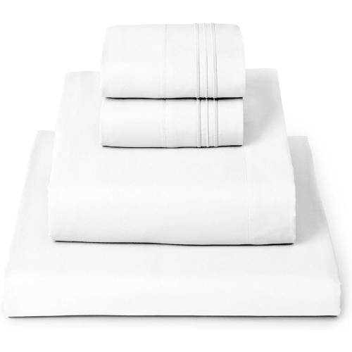 Mellanni King Sheets Set - 4 PC Iconic Collection Bedding - Hotel Luxury, Extra Soft, Cooling Bed Sheets - Wrinkle, Fade, Stain Resistant (King, White)