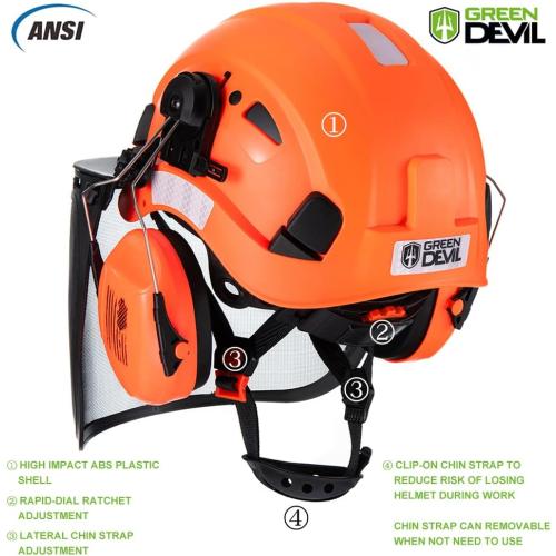 Forestry Safety Helmet Chainsaw Helmet with Mesh Face Shield and Ear Muffs 3 in 1 Forestry Hard Hat