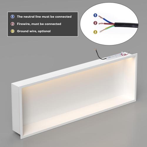 Konelia Shower Niche with Lighting, 36x12x4 Inside Shower Storage Wall Niche Stainless Steel Bathroom Shelf Niche No Tile Needed Shower Caddy Recessed Wall Niche, White