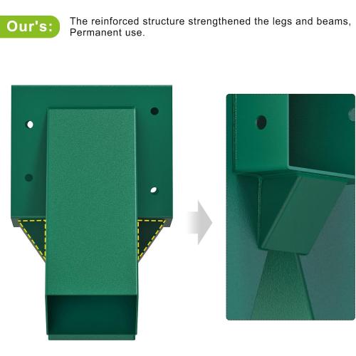 BeneLabel A-Frame Middle Swing Set Brackets, Heavy Duty Steel Swing Set Hardware with Mounting Hardware, DIY Swing Set Bracket Swing Set Kit for 2 (4x4) Legs & 1 (4x6) Beam, Green