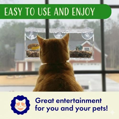 Window Bird Feeder by Nature's Hangout - No Assembly, Strong Suction Cups | Acrylic Bird Feeders for Outside Bird Watching for Cats Easy-to-Clean Birdhouse Bird Feeder for Window Viewing Slide-out Tray