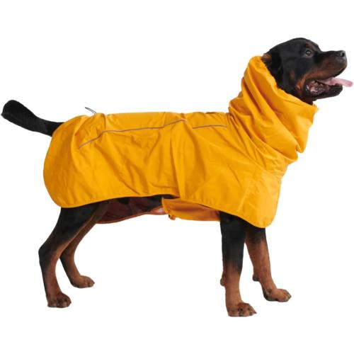 Spark Paws Dog Raincoat, Waterproof Windproof Rain Jacket, for Small Medium Large Extra Large Dogs, Reflective Breathable Full-Body Coverage Dry Suit - Mustard Yellow - 4XL