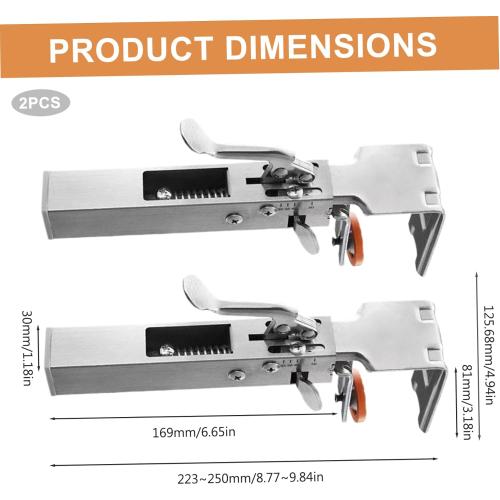 2Pcs Drawer Front Installation Clamps 21 to 50mm Width Drawer Front Clamps Right Angle Stainless Steel Adjustable Fixing Clamp with Press Handle Installation