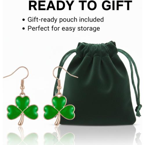 St Patricks Day Earrings for Women,Shamrock Clover Green Earrings Saint Patricks Day Decorations Irish Handmade Lucky Four Leaf Dangle Earring St. Patrick's Day Accessory Holiday Jewelry Gift