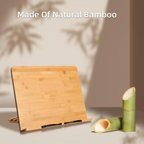 Bamboo wishacc Book Stand, Extra Large (19.68 x 14 inches) Bamboo Wood Book Holder Recipe Stand for Thick Book Reading Hands Free